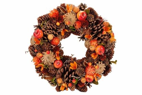Krans autumn pinecone bruin 33X33XH8CM