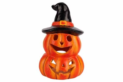 Theelichthouder pumpkins oranje 10X9XH15