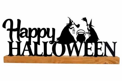 Letterdeco happy halloween zwart 14x35cm