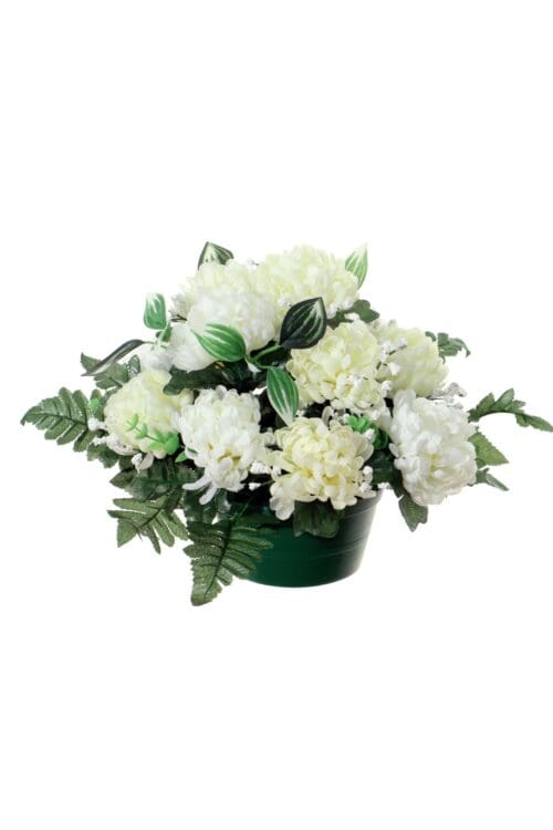 Bloemstuk chrysant h24xd30cm creme