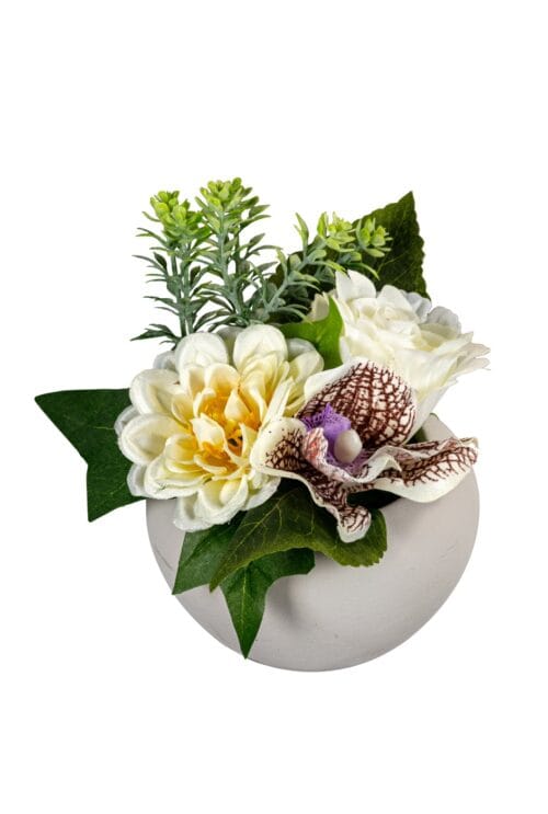 Bloemstuk roos/dahlia/orchidee l14xb14xh14cm