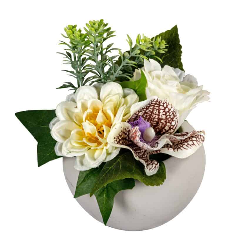 Bloemstuk roos/dahlia/orchidee l14xb14xh14cm