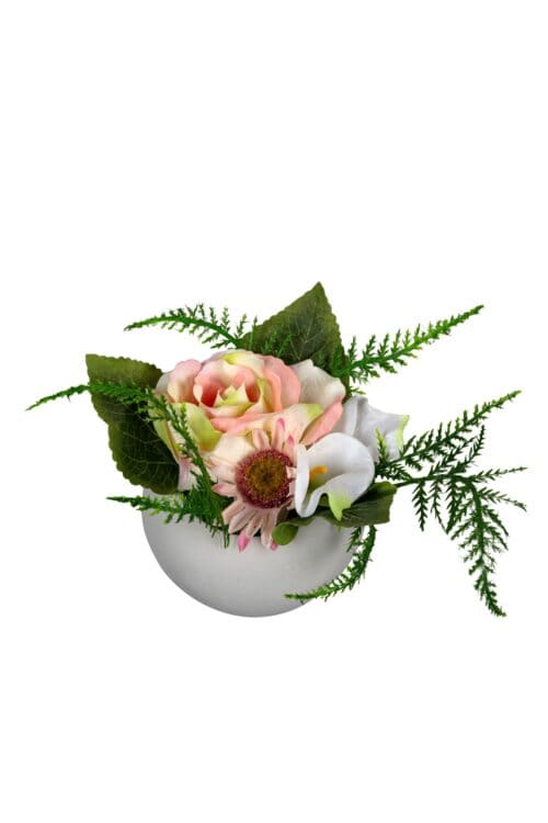 Bloemstuk roos/gerbera/calla l15xb15xh13cm