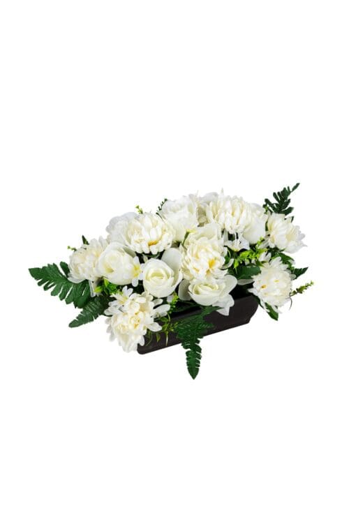 Bloemstuk chrysant/roosbot h23xb40cm creme
