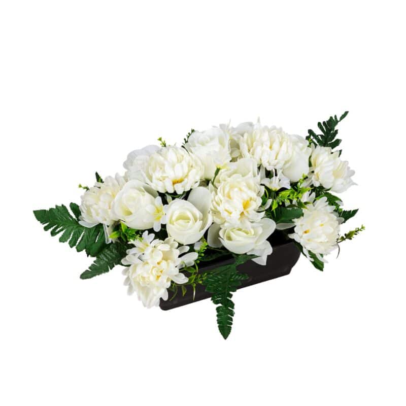 Bloemstuk chrysant/roosbot h23xb40cm creme