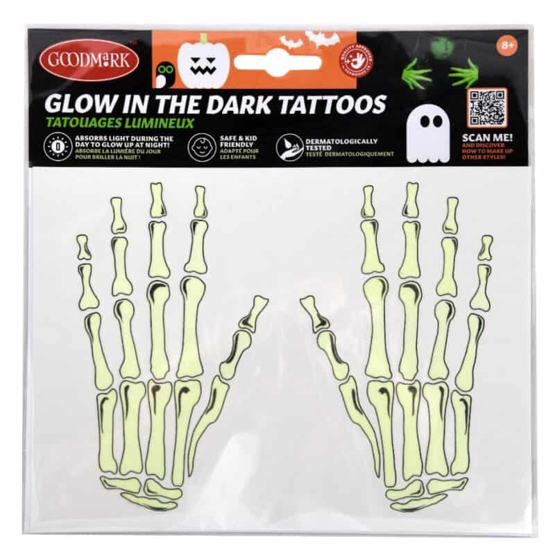 Glow in the dark tattoo - skeleton hands