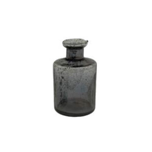 Vaas cirkelvormig D9,5*h16cm stones design in grijs glas