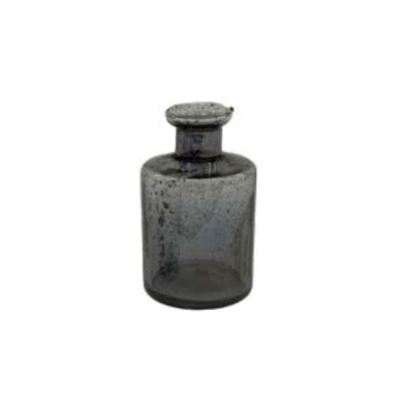 Vaas cirkelvormig D9,5*h16cm stones design in grijs glas