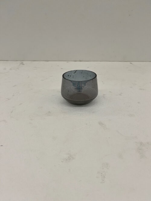 Theelichthouder U-vorm D11*h8cm stones design grijs glanzend glas