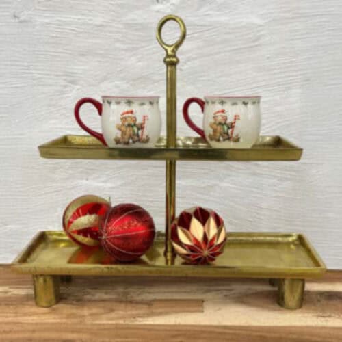 Fruit étagère 2-laags rechthoekig (51,5*16*h48cm) in alu goudkleur