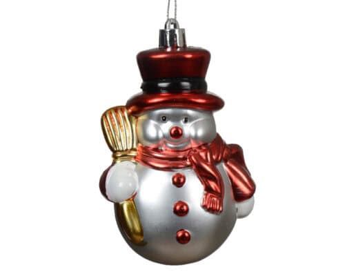 Sneeuwpop kunststof h7cm rood/wit