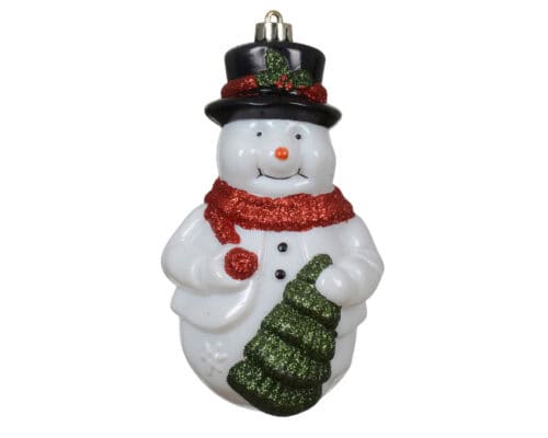 Sneeuwpop kunststof h16.5cm wit/kleur