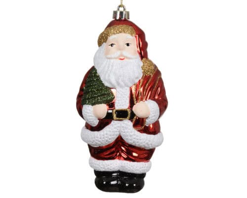 Kerstman kunststof h17cm rood/kleur