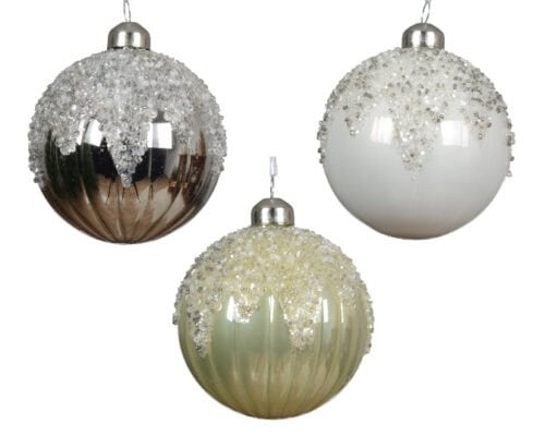 Kerstbal glas 3st. dia 8cm assortie