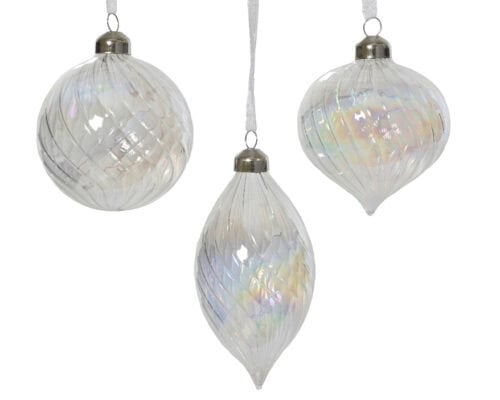 Kerstbal glas 3ass dia 8cm trans/iris