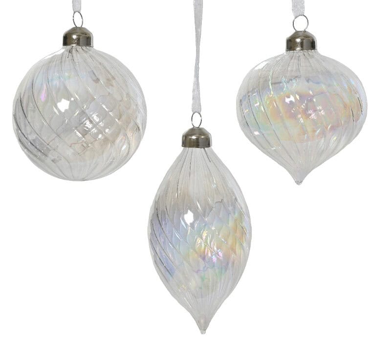 Kerstbal glas 3ass dia 8cm trans/iris
