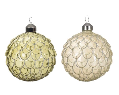 Kerstbal glas 2kl.ass dia 10cm assortie