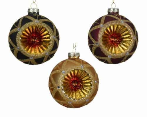 Kerstbal glas 3kl.ass dia 8.00cm assortie
