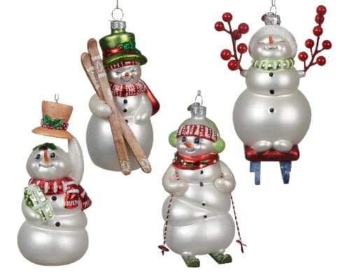 Sneeuwpop glas 4ass h13cm assortie