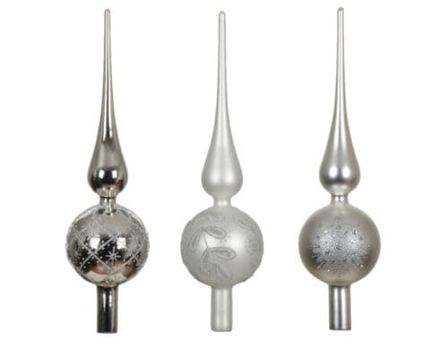 Piek glas 3ass h31cm wit/zilver