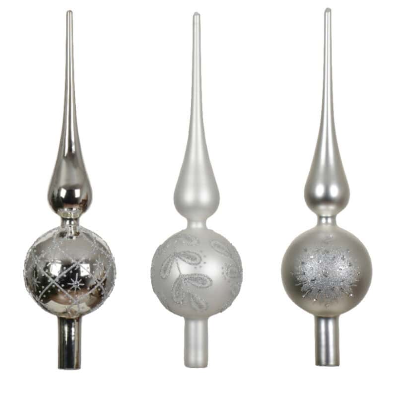 Piek glas 3ass h31cm wit/zilver