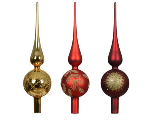 Piek glas 3ass h31.00cm rood/goud
