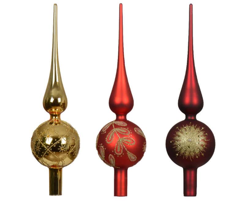 Piek glas 3ass h31.00cm rood/goud