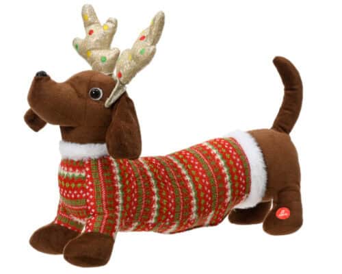 Hond polyester h32.00cm bruin