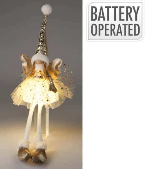 Engelmeisje met LED 60cm goud