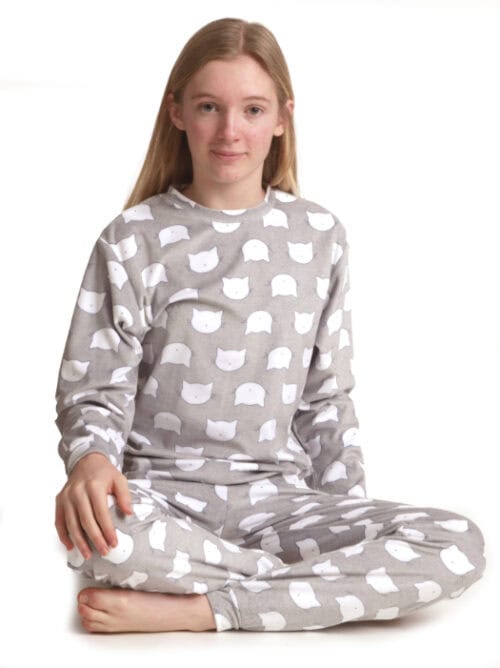 Meisjes pyjama velours fleece 128/176 kitten