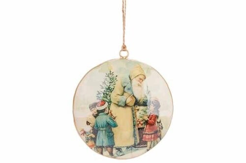 Hanger vintage santa ball creme Ø10cm