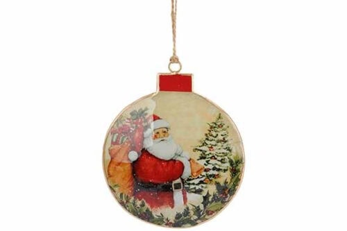Hanger vintage santa ball creme Ø10cm