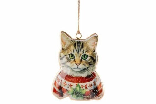 Hanger vintage cat rood wit 8X1XH10CM