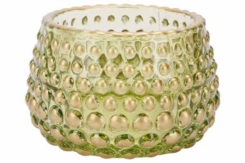 Theelichthouder golden dots groen 8X8XH6