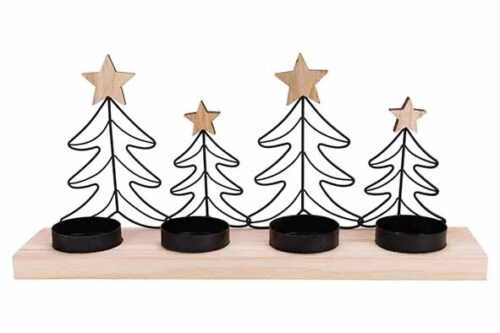 Theelichthouder trees black natuur 34X7