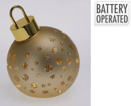 Kerstbal 15cm mat goud LED