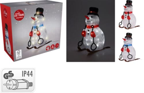 Sneeuwpop op ski 31cm 2ass