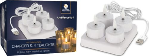 Theelicht met LED 4cm - set/4