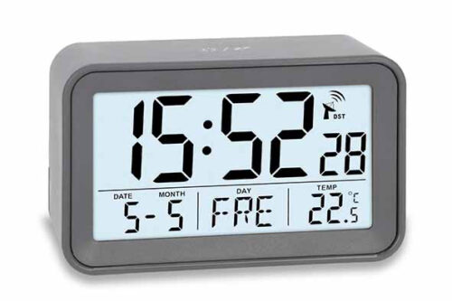 Digitale alarmklok grijs radiogestuurd - incl. 2xAA