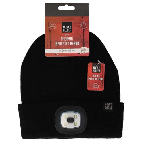 Angro H K kinderen muts + LEDlicht recharge zwart 9-12j.