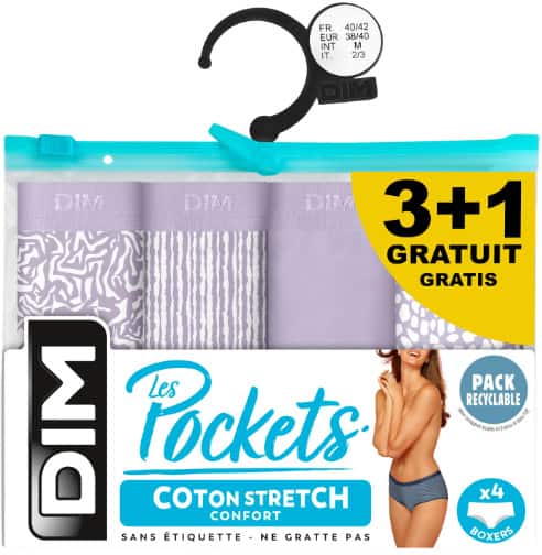 DIM Boxer S 3+1 pocketcoton AYE L.Purple Safari