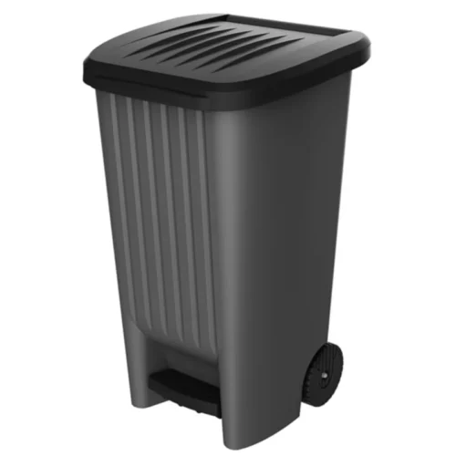 Afvalcontainer 100L grijs antraciet/zwart met pedaal
