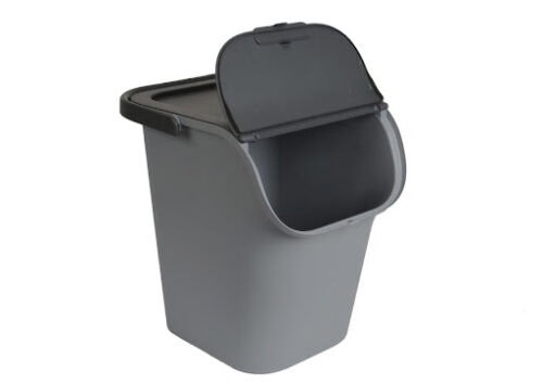 Vuilnisbak met deksel 40l 44x36x43cm betongrijs