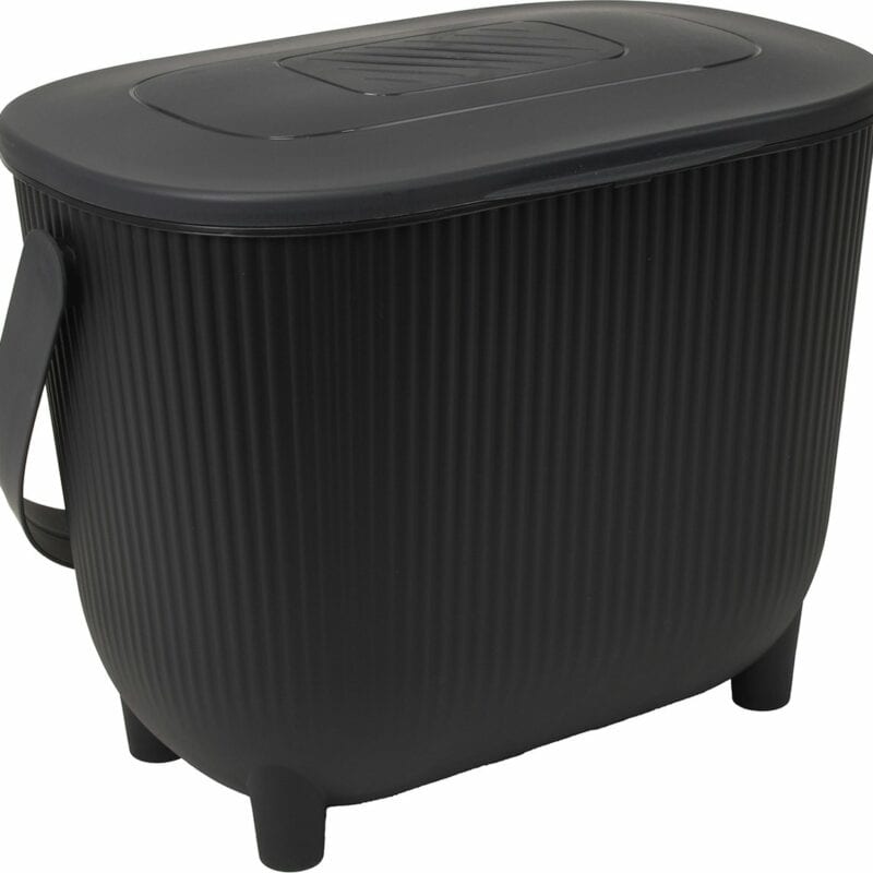 Compostvuilbak 10L met deksel 31x21x25cm zwart anthracite