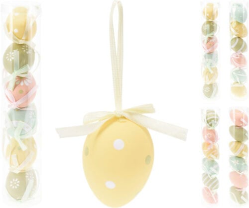 Paasei 6cm set van 6 / 4 ass design