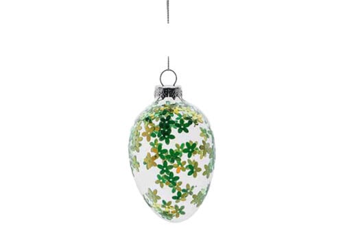 Hanger gebloemd paasei groen 6x6x9 cm glas