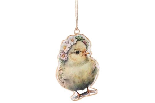 Hanger "antiek" kuiken geel 6x0.5x10cm