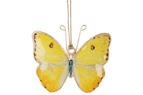 Hanger "antiek" vlinder geel 10x0.5x8cm