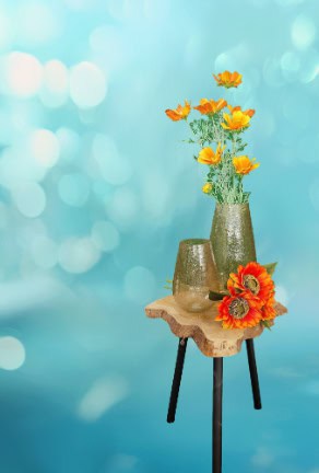 Zonnebloem op steel polyester oranje