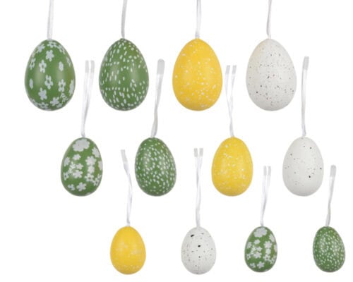 Ei polystyreen met hanger 4/5/6cm wit/geel/groen